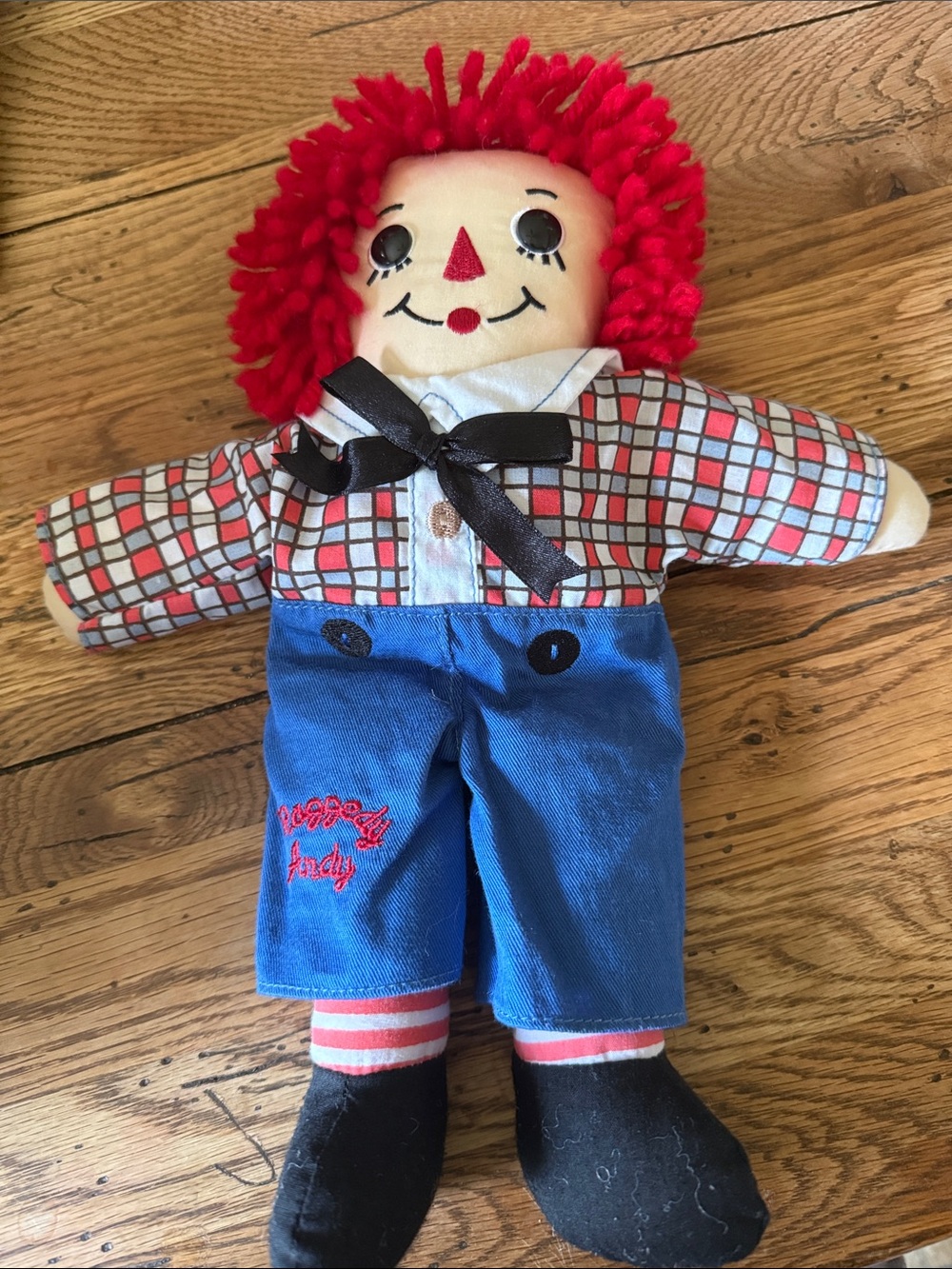 Raggedy Andy Red-Haired Rag Doll in Blue Overalls - Kids Toy